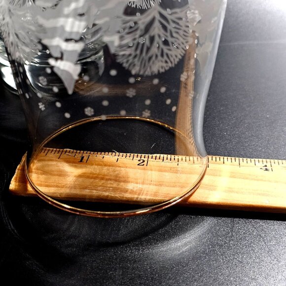 2 Pines White Silhouette Tumblers Glasses 5.25" Lynns China Winter trees gold - Picture 5 of 5